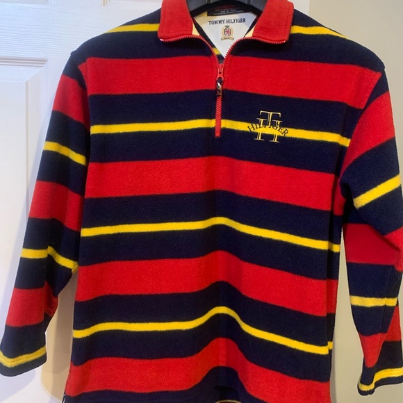 Vintage Y2K Tommy Hilfiger 1/4 Zip Fleece Pullover Men's Sweatshirt Men’s Small - Picture 1 of 11